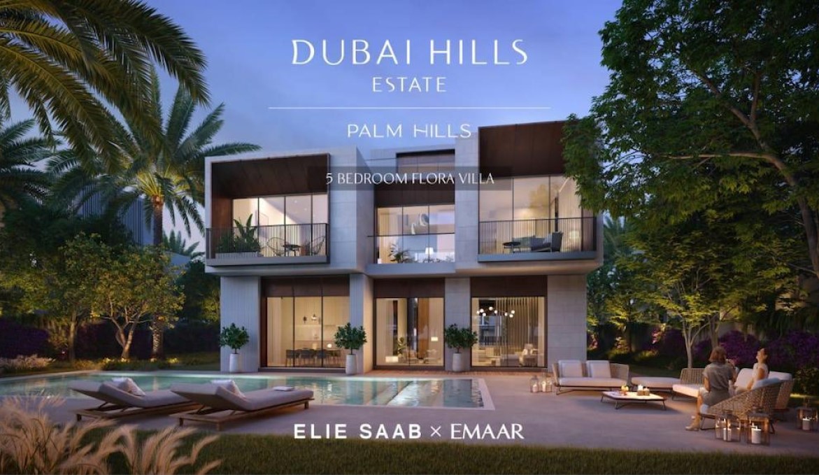 Gartenansicht Elie Saab Flora Villa Dubai Hills 6 Zimmer